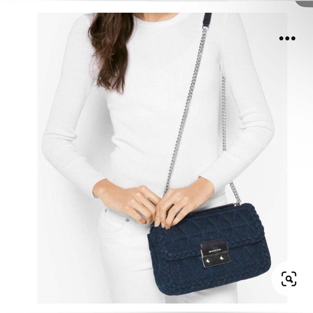 Michael kors Sloan Large Quilted-Denim Shoulder Bag in Indigo